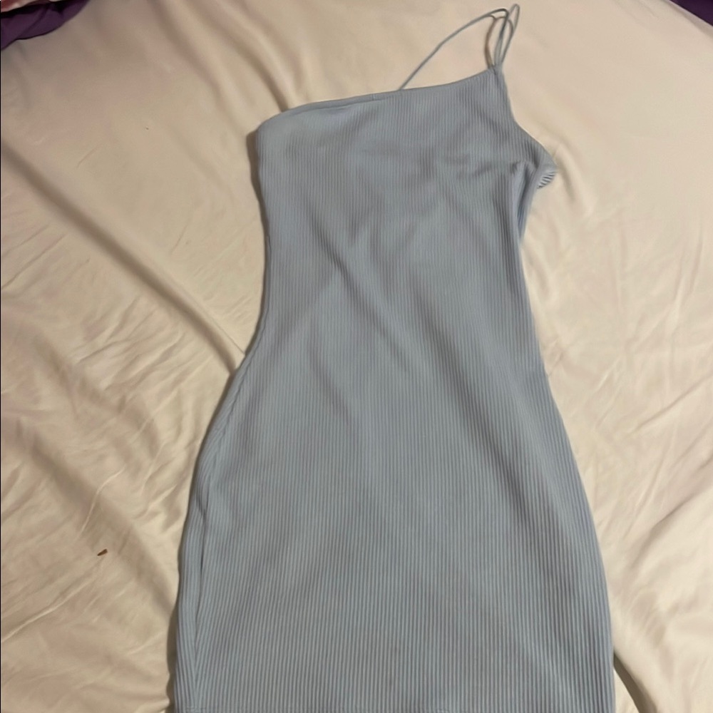 Elegant Blue One-Shoulder Dress